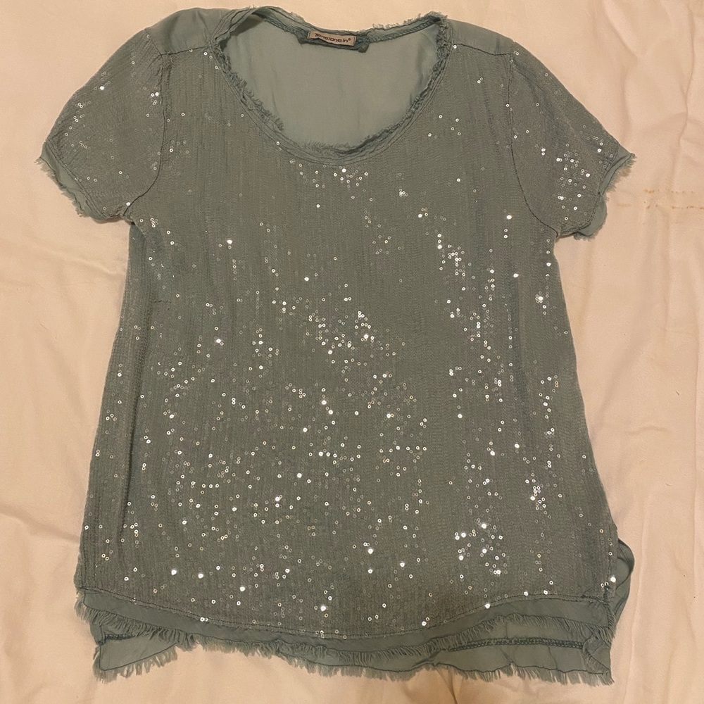 Loose Italian sequin light blue top